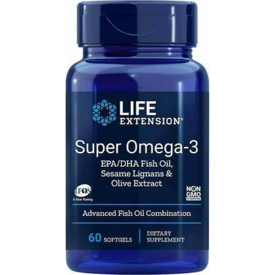 Life Extension Super Omega-3 Fruit Extract EPA/DHA Fish Oil with Sesame Lignans and Olive Fruit Extract 60 softgels Unflavoured: цены и характеристики
