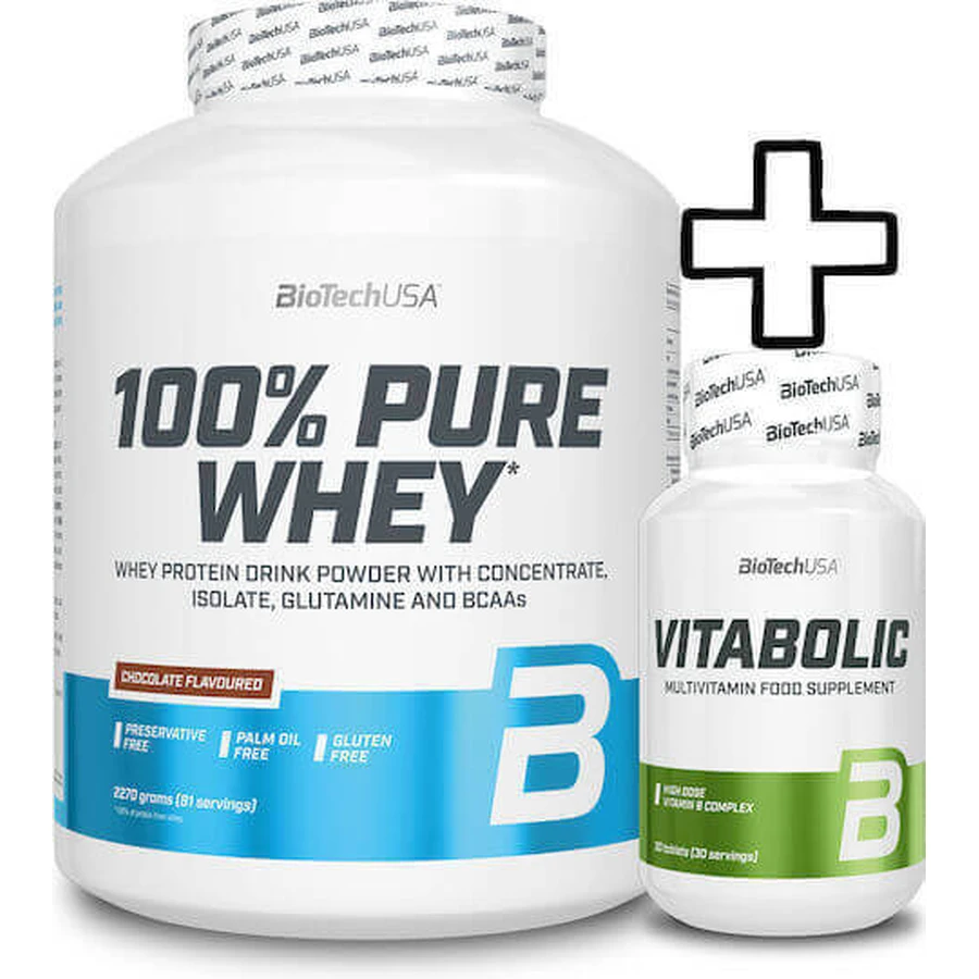 Biotech Usa 100% Pure Whey 2270g Bourbon Vanilla та Biotech Usa Vitabolic 30 таблеток в індивідуальній упаковці: ціни та характеристики
