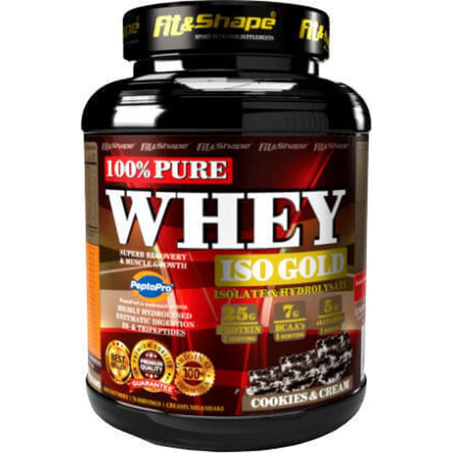 Fit & Shape 100% Pure Whey Iso Gold Сывороточный протеин со вкусом печенья и сливок 2,27 кг: цены и характеристики