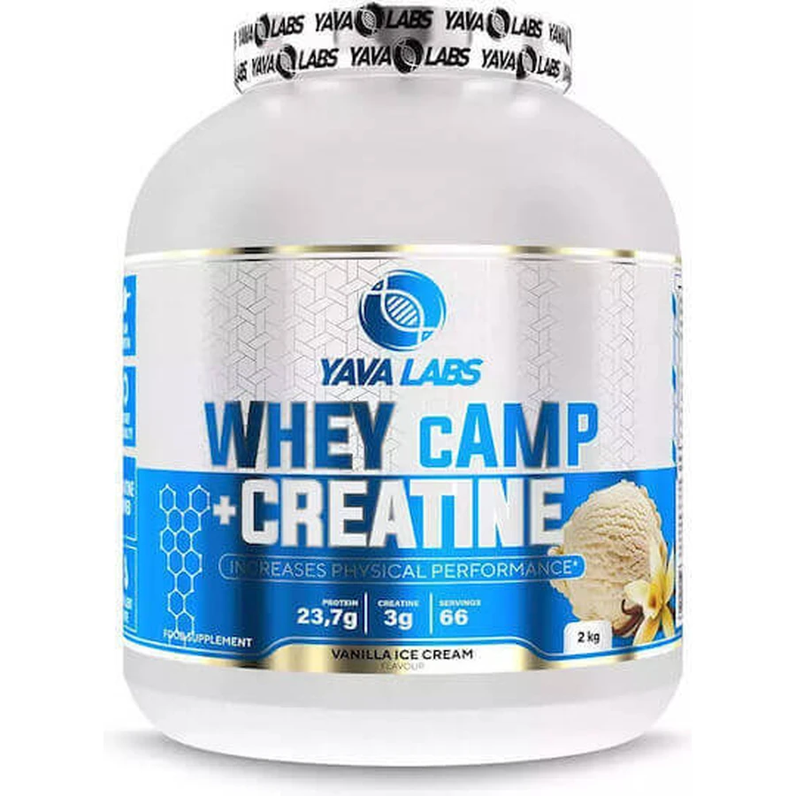 Yava Labs Whey Camp +креатин Сывороточный протеин с креатином и вкусом ванильного мороженого 2 кг: цены и характеристики