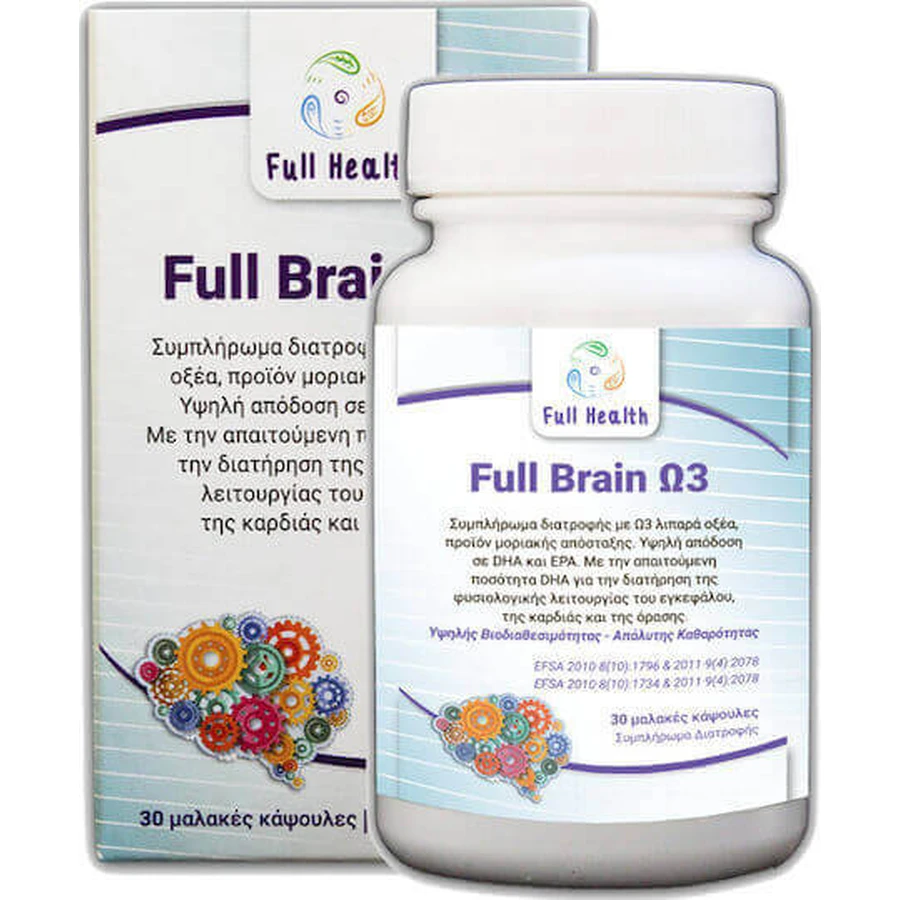 Риб'ячий жир Ω3 Full Health Full Brain 1000 мг 30 м'яких гелів без смаку: ціни та характеристики