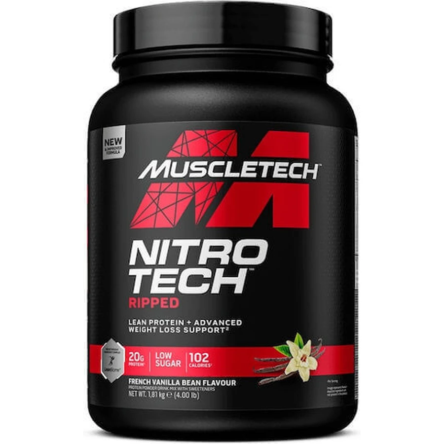 MuscleTech Nitro-Tech Ripped Whey Protein Сироватковий протеїн без глютену зі смаком французької ванілі Французька ваніль 1,8 кг: ціни та характеристики