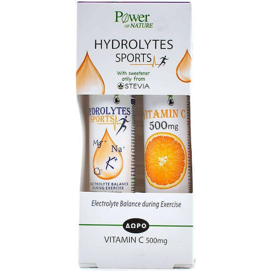 Power Of Nature Hydrolytes Sports with Stevia & Vitamin C 500mg Orange 2x10 шипучих таблеток: цены и характеристики