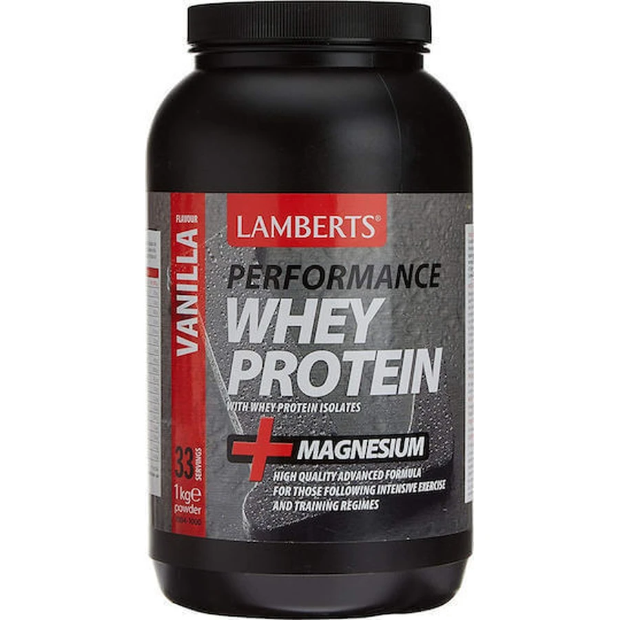Lamberts Performance Whey Protein & Magnesium Сироватковий протеїн з магнієм зі смаком ванілі 1 кг: ціни та характеристики