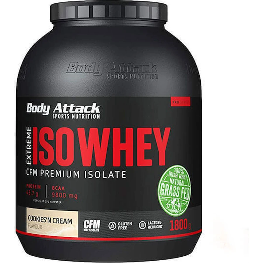 Body Attack Extreme Iso Whey Pro сироватковий протеїн без глютену з ванільним смаком 1,8 кг: ціни та характеристики