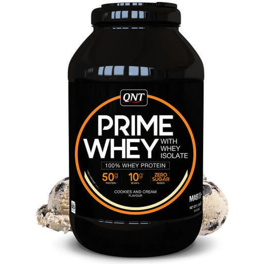 QNT Prime Whey з сироватковим ізолятом сироваткового протеїну без глютену зі смаком печива та вершків 908гр: ціни та характеристики