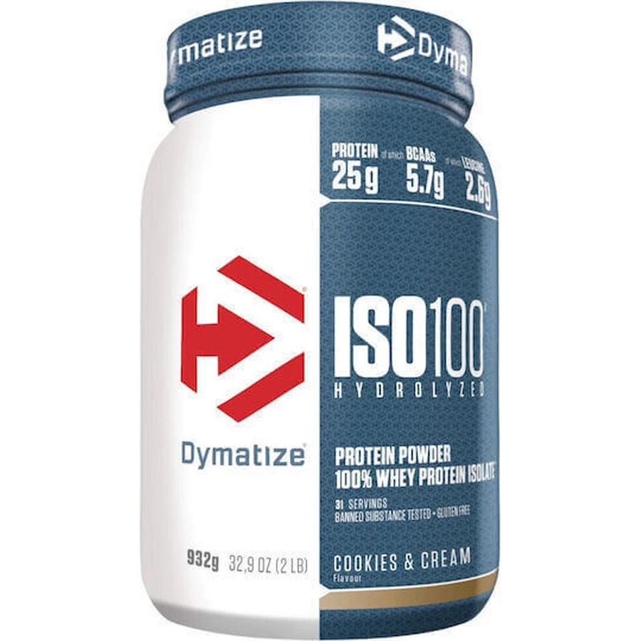 Dymatize ISO 100 Гідролізований сироватковий протеїн без глютену зі смаком печива та вершків 900гр: ціни та характеристики