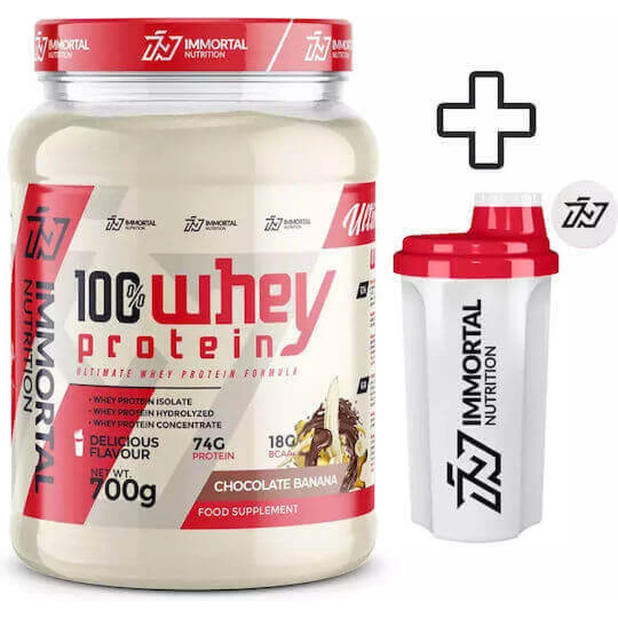 Immortal Nutrition 100% сироватковий протеїн 700г шоколадно-банановий з шейкером: ціни та характеристики
