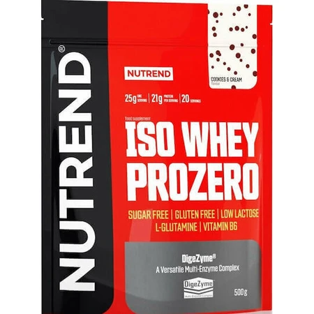 Nutrend Iso Whey Prozero Сироватковий протеїн без глютену зі смаком печива та вершків 500гр: ціни та характеристики