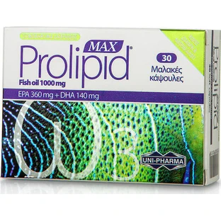 UNI-PHARMA Max Prolipid Fish Oil Рыбий жир 1000 мг 30 софтгелей неароматизированный