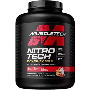 MuscleTech Nitro Tech 100% Whey Gold сироватковий протеїн без глютену зі смаком полуничного пісочного торта 2,27 кг