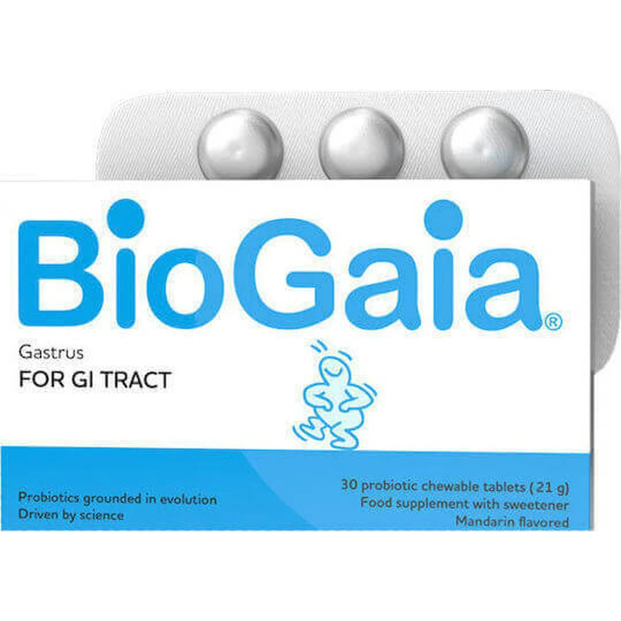 BioGaia Gastrus Probiotics 30 жевательных таблеток Мандариновая мята: цены и характеристики
