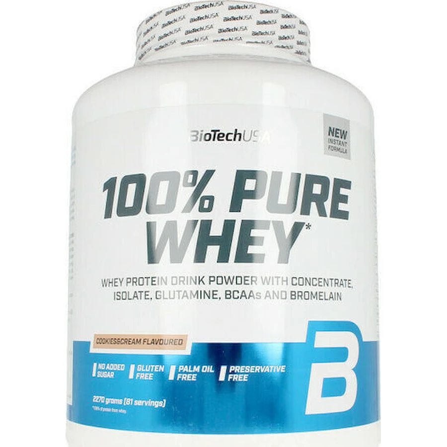 Biotech USA 100% Pure Whey Protein Сывороточный протеин без глютена со вкусом печенья и сливок 2,27 кг: цены и характеристики