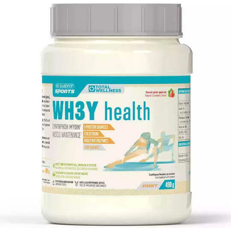 Marnys Wh3y Health Protein 5 Source with Colostrum and Digestive Enzymes with Flavour Natural Strawberry 490gr: цены и характеристики