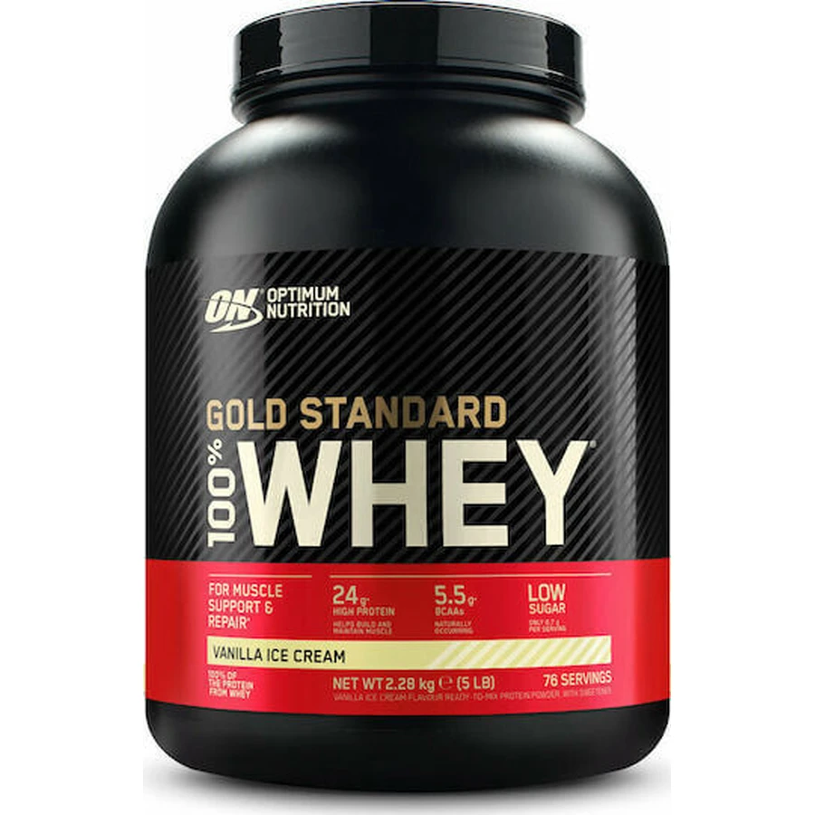 Optimum Nutrition Gold Standard 100% Whey Protein Сироватковий протеїн зі смаком ванільного морозива 2,27 кг: ціни та характеристики