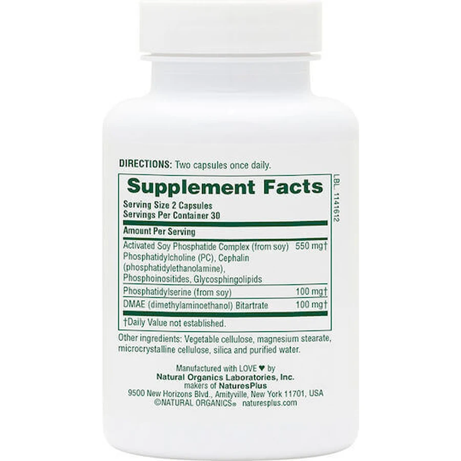 Nature's Plus Phosphatidylserine DMAE Комплекс фосфатидилсерину DMAE з активованими соєвими фосфатами 60 капсул: ціни та характеристики