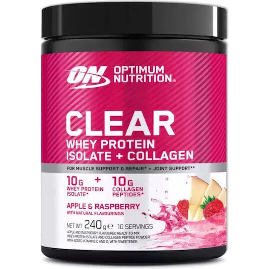 Optimum Nutrition Ізолят чистого сироваткового протеїну + колагеновий сироватковий протеїн зі смаком яблука та малини 240гр: ціни та характеристики