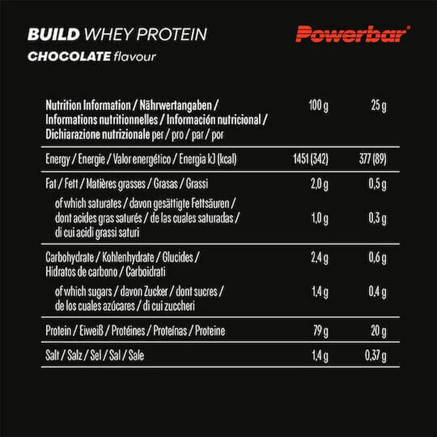 PowerBar Build Whey Protein Сироватковий протеїн без глютену зі смаком шоколаду 550гр: ціни та характеристики