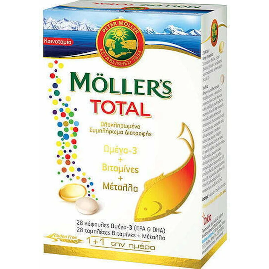 Рыбий жир, витамины и минералы Moller's Total Omega 3, неароматизированный: цены и характеристики