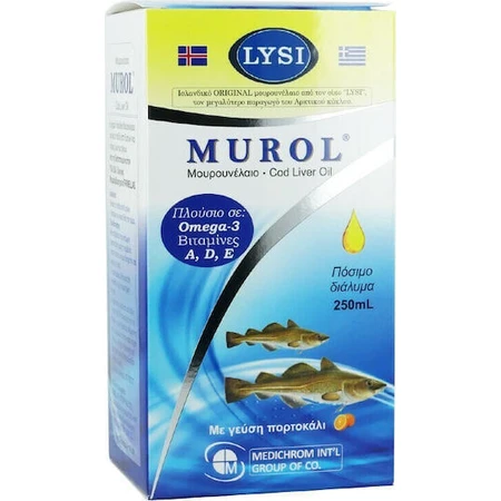 Medichrom Murol Cod Liver Oil Подходит для детей 250 мл Апельсин: цены и характеристики