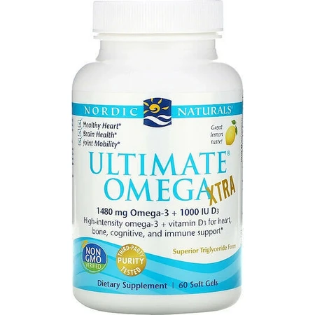 Nordic Naturals Ultimate Omega Xtra 1480 мг Спеціальна дієтична добавка 60 м'яких гелів Лимон: ціни та характеристики