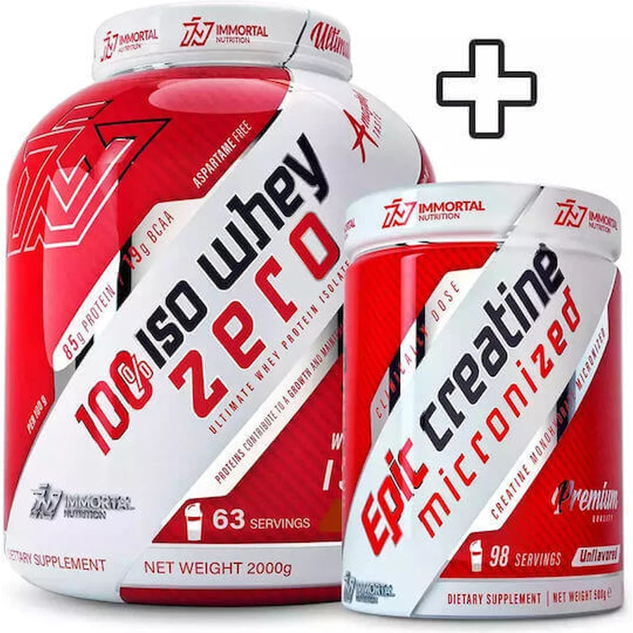 Immortal Nutrition 100% Iso Whey Zero 2000гр соленая карамель и Epic Creatine 500гр без вкуса: цены и характеристики