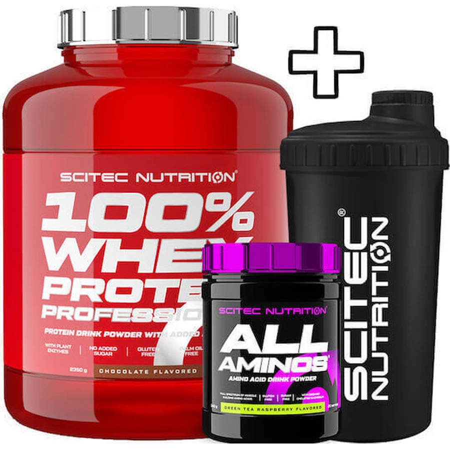 Персонализированные Scitec Nutrition All Aminos 340 г Манго и Scitec Nutrition 100% Whey Protein Professional 2350 г Фисташковый белый шоколад и Scitec Nutrition Шейкер 700 мл Красный: цены и характеристики