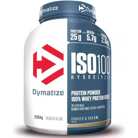 Dymatize ISO 100 Гидролизованный сывороточный протеин без глютена со вкусом печенья и сливок 2,264 кг: цены и характеристики