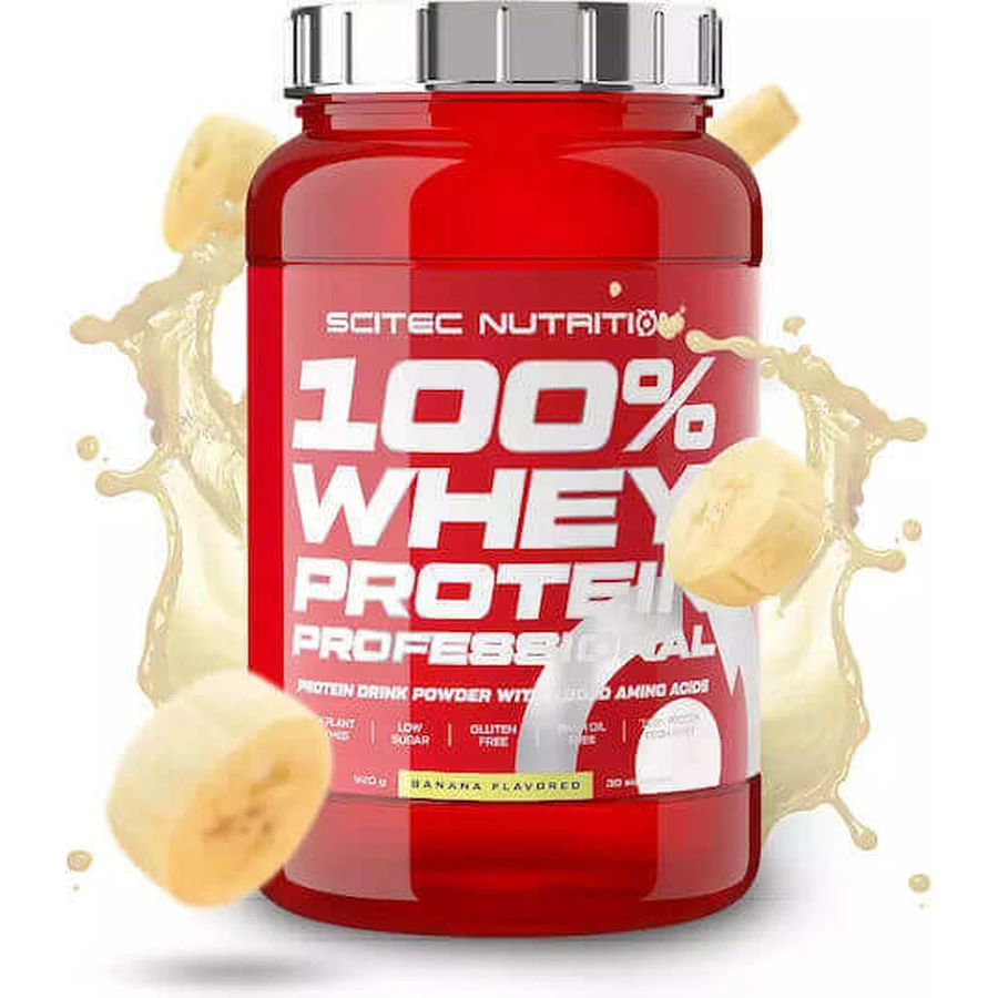 Scitec Nutrition 100% Whey Профессиональный сывороточный протеин Whey Protein без глютена со вкусом банана 920 гр.: цены и характеристики