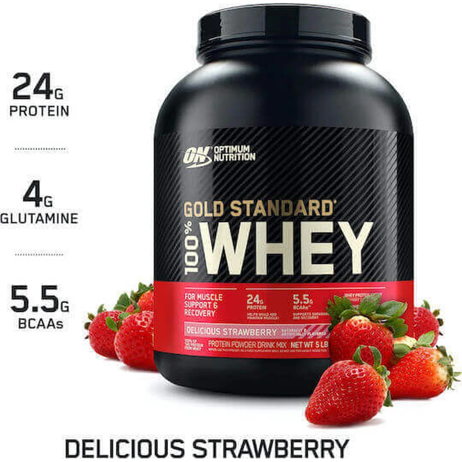 Optimum Nutrition Gold Standard 100% сироватковий протеїн зі смаком смачної полуниці 2.27кг: ціни та характеристики