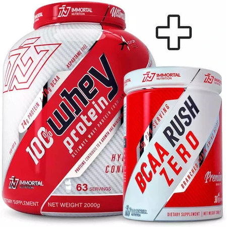 Immortal Nutrition 100% Whey Protein 2000гр Банан и BCAA Rush Zero 300гр Ананас: цены и характеристики