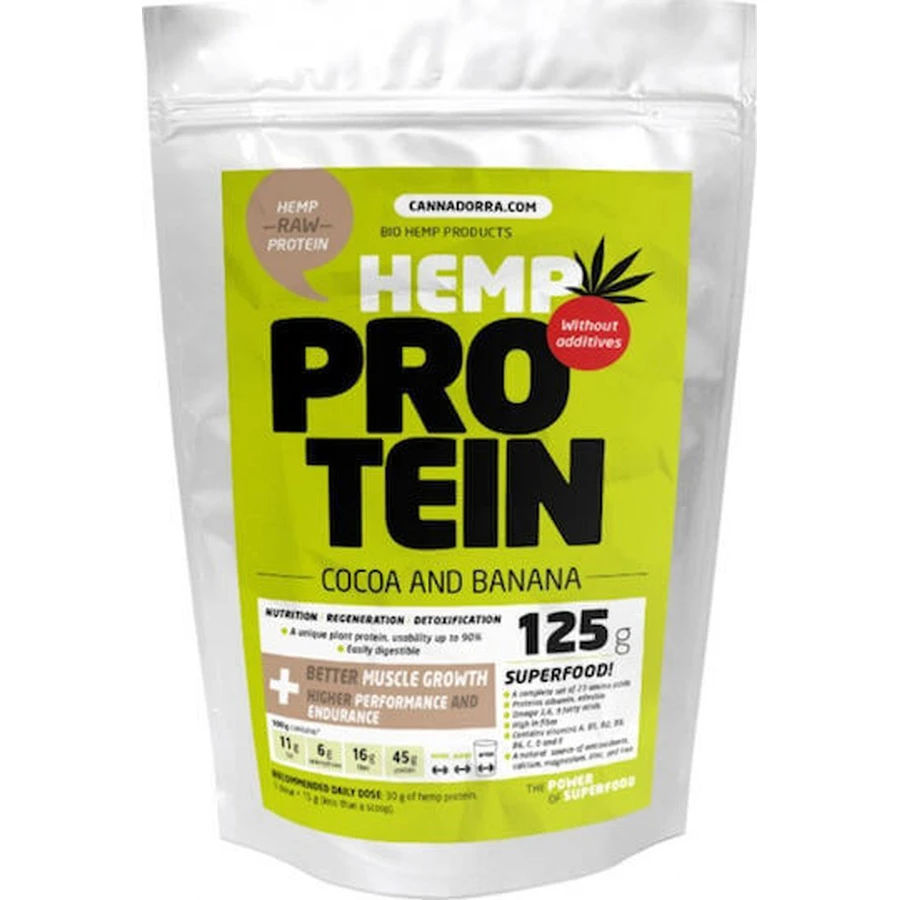 Протеин Cannadorra Hemp Protein без глютена и лактозы со вкусом какао и банана 125 гр.: цены и характеристики