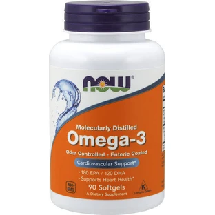 Now Foods Молекулярно дистильований риб'ячий жир Омега 3 1000 мг 90 м'яких гелів без смаку