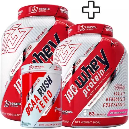 Immortal Nutrition 100% Whey Protein White Chocolate Strawberry 2x2kg & Bcaa Rush Zero Unflavored 300gr: цены и характеристики