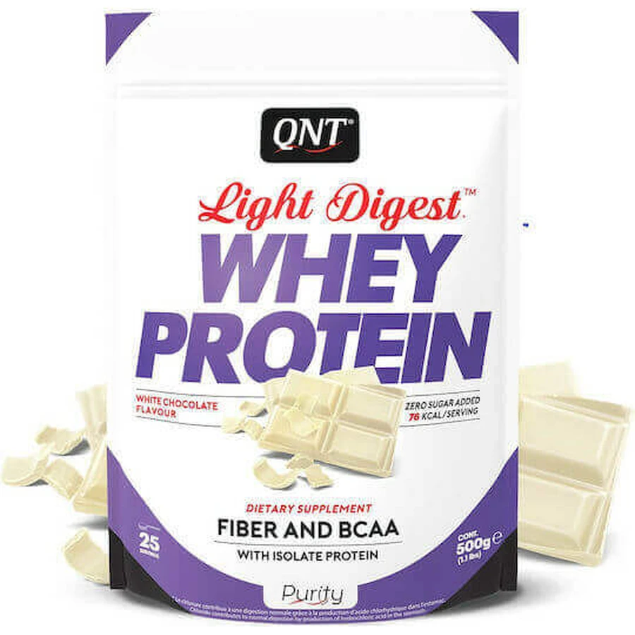 QNT Light Digest Whey Protein Сывороточный протеин без глютена со вкусом белого шоколада 500 гр.: цены и характеристики