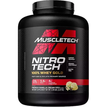 MuscleTech Nitro Tech 100% Whey Gold Сывороточный протеин без глютена со вкусом французской ванили 2,27 кг: цены и характеристики