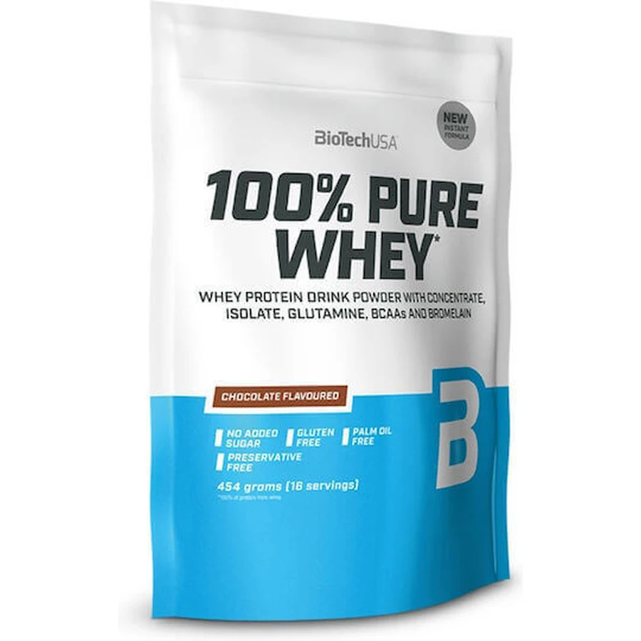 Biotech USA 100% чиста сироватка з концентратом, ізолятом, глютамінами та BCAA Сироватковий протеїн без глютену зі смаком шоколаду 454гр: ціни та характеристики