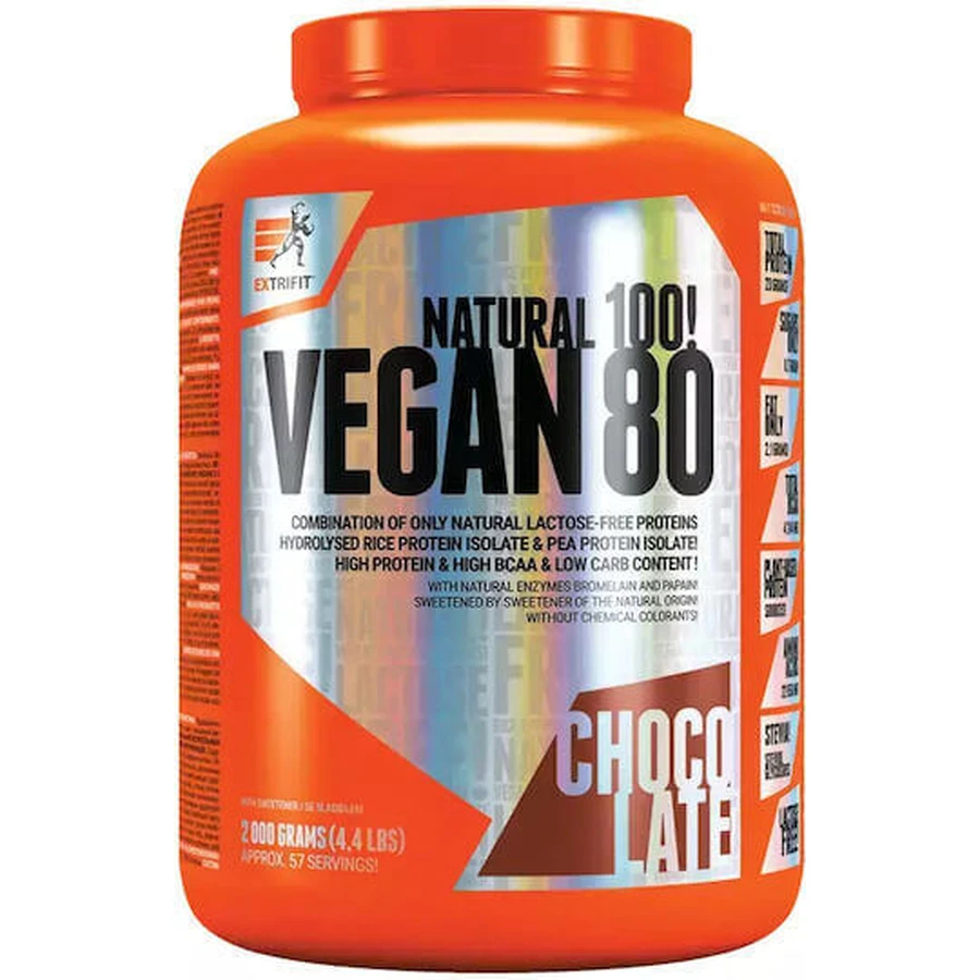 Extrifit Vegan 80 без глютену та лактози зі смаком шоколаду 2 кг: ціни та характеристики