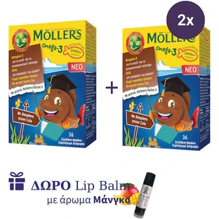 Moller's Детская рыбная жвачка Омега-3 со вкусом колы 2 банки