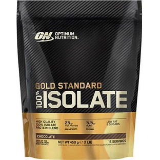 Optimum Nutrition Gold Standard 100% ізолят сироваткового протеїну без глютену зі смаком шоколаду 450гр