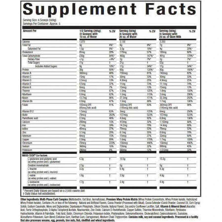 MuscleTech Masstech Masstech со вкусом ванильного милкшейка 2,72 кг: цены и характеристики