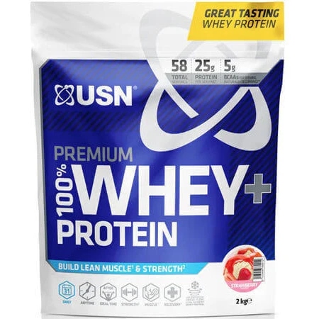 Преміальний сироватковий протеїн USN 100% Whey+ зі смаком полуниці 2 кг: ціни та характеристики