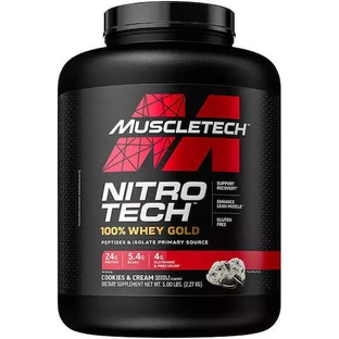 MuscleTech Nitro Tech 100% Whey Gold Сывороточный протеин без глютена со вкусом печенья и сливок 2,27 кг