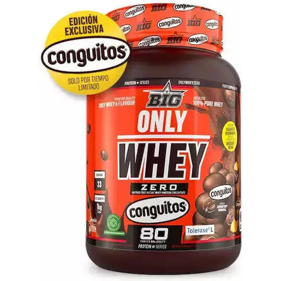 Big Only Whey Протеїн з нульовим вмістом сироваткового білка без лактози зі смаком Conguitos 1 кг: ціни та характеристики
