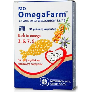 Medichrom Bio Omega Farm Омега 3-6-9-7 та CoQ10, риб'ячий жир, вітамін Е 30 м'яких гелів без смаку