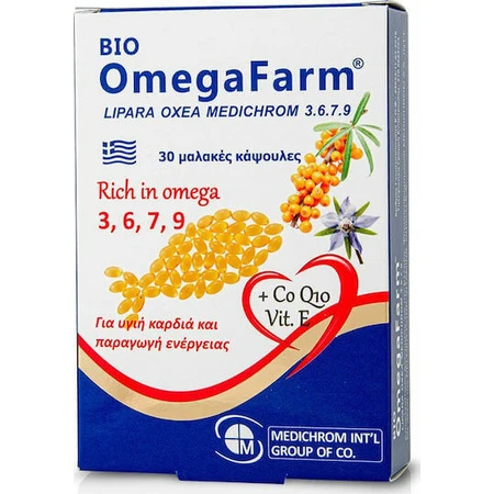 Medichrom Bio Omega Farm Омега 3-6-9-7 та CoQ10, риб'ячий жир, вітамін Е 30 м'яких гелів без смаку: ціни та характеристики