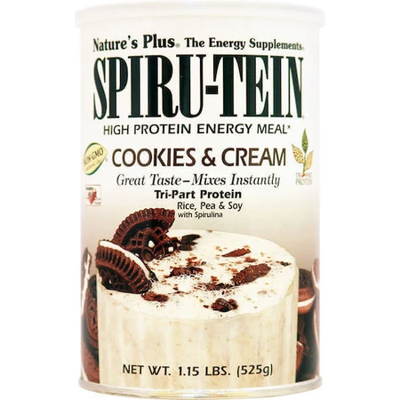 Nature's Plus Spiru-Tein Высокобелковый энергетический корм без глютена со вкусом печенья и сливок 525 гр.: цены и характеристики