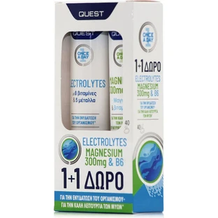 Quest Electrolytes 20 шипучих таблеток & Magnesium 300mg & B6 20 шипучих таблеток 40 tabs eff