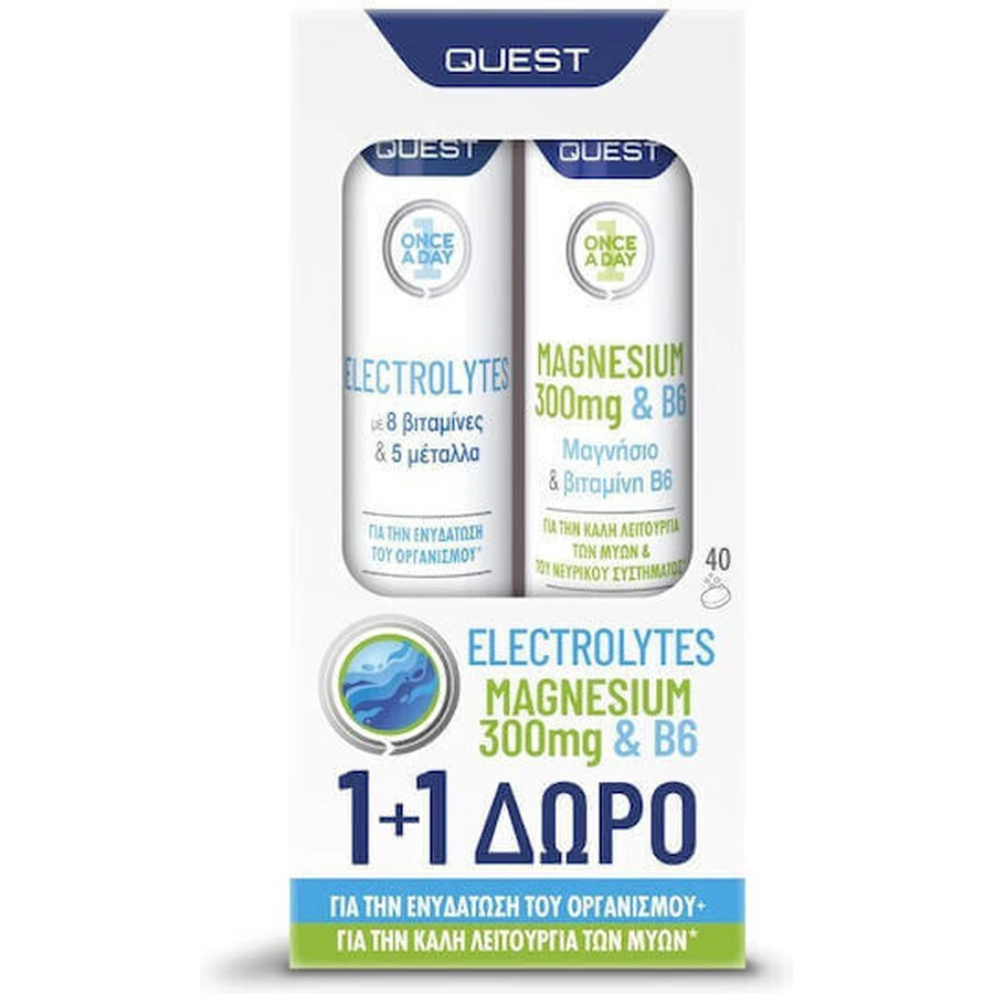 Quest Electrolytes 20 шипучих таблеток & Magnesium 300mg & B6 20 шипучих таблеток 40 tabs eff: цены и характеристики