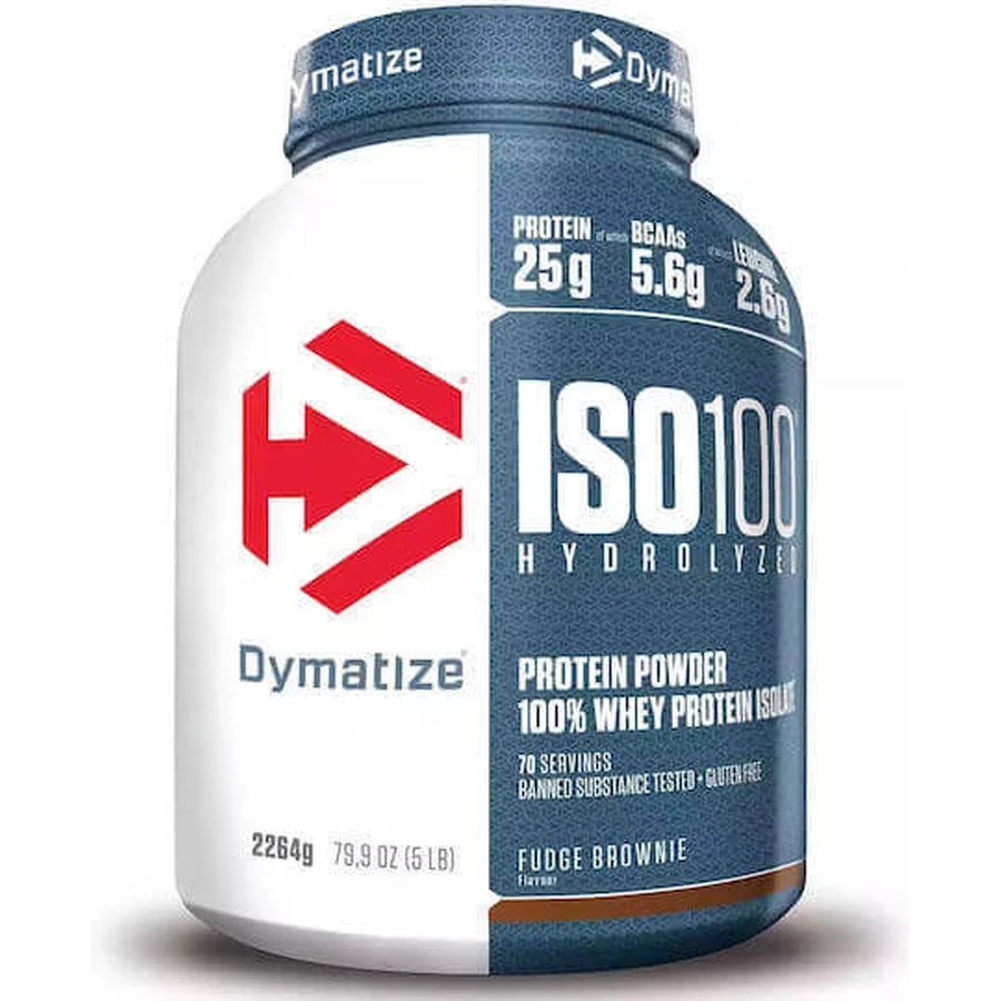 Dymatize ISO 100 Гідролізований сироватковий протеїн без глютену зі смаком шоколадної помадки Брауні 2,264 кг: ціни та характеристики
